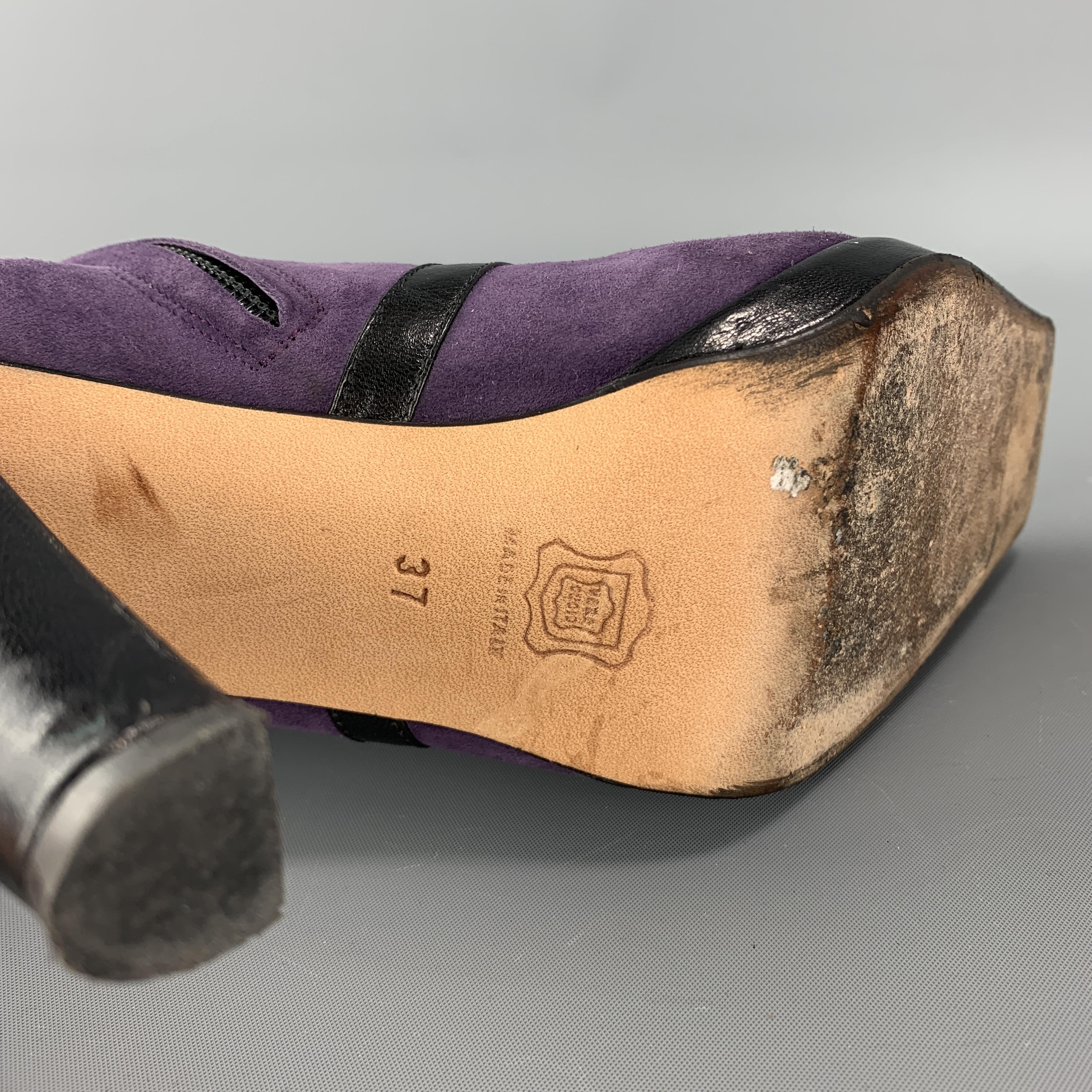 Gray JOSEPH AZAGURY Size 7 Purple Suede Black Stipe Ankle Boots
