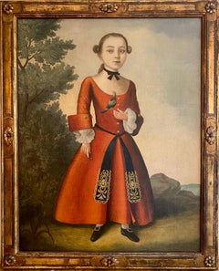 Antique Portrait Painting Oil on Canvas by Joseph Badger