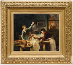 Joseph Bail (1862-1921) - Framed Early 20th Century Oil, Bubble Making