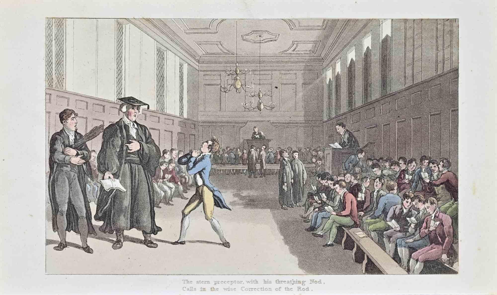The stern preceptor is an artwork, realized by the artist Joseph Banks in 1830s.

Color etching, titled in the plate.

Beautiful engraving with contemporary colouring. 

Good conditions.