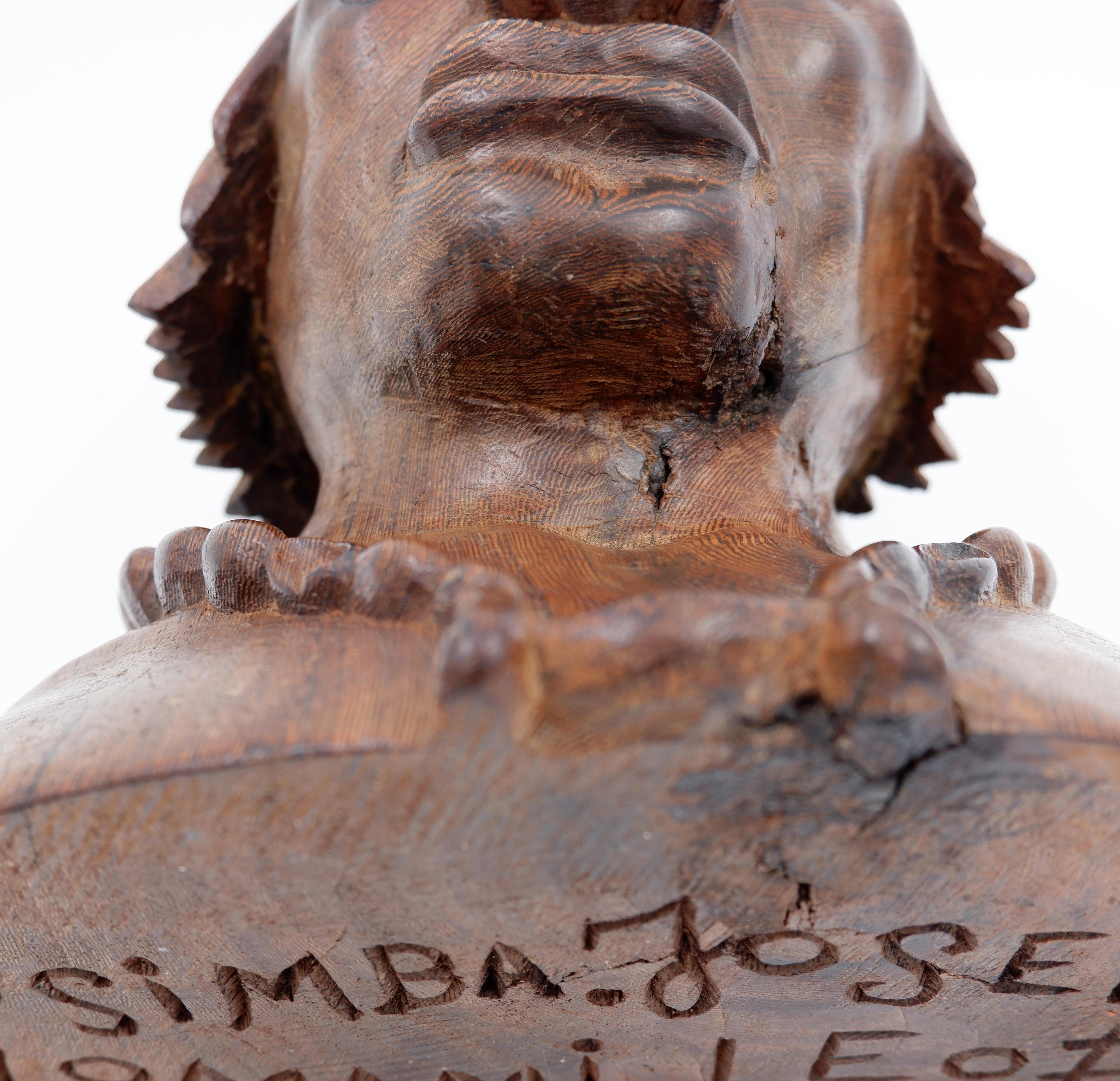 Joseph Bansimba Busto africano scolpito in wengé - 20° secolo in vendita 7