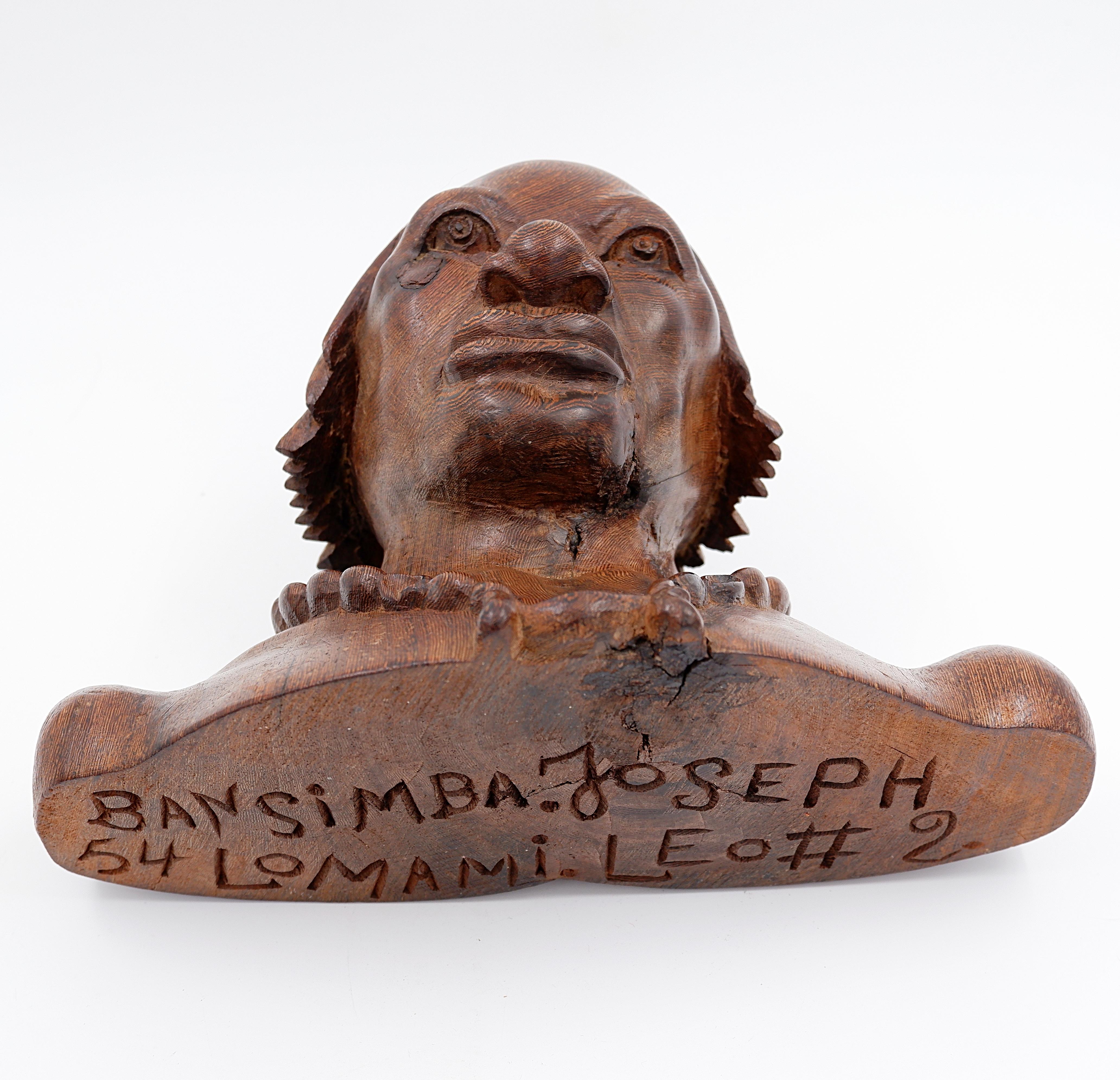 Joseph Bansimba Busto africano scolpito in wengé - 20° secolo in vendita 8
