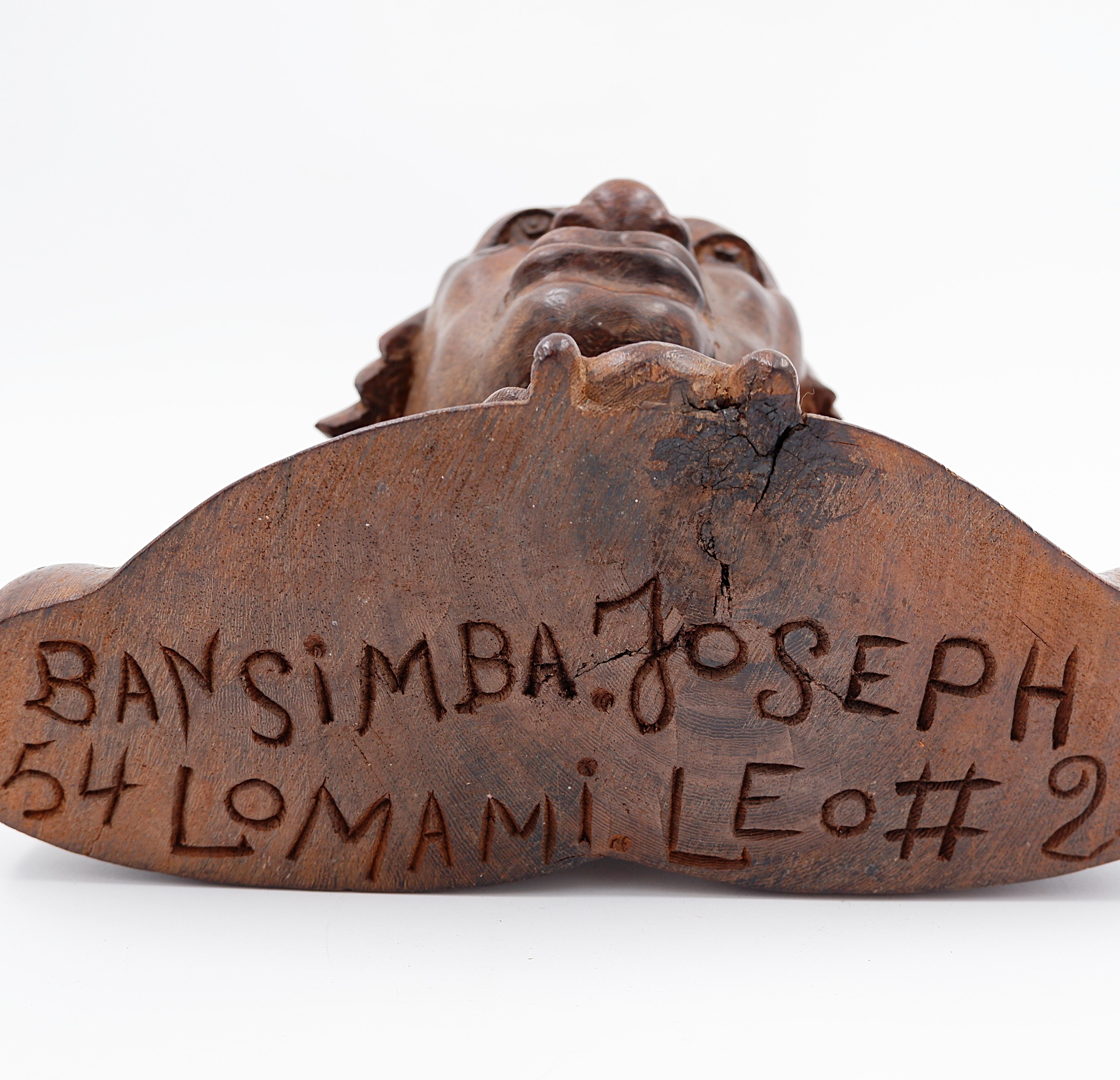Joseph Bansimba Busto africano scolpito in wengé - 20° secolo in vendita 9