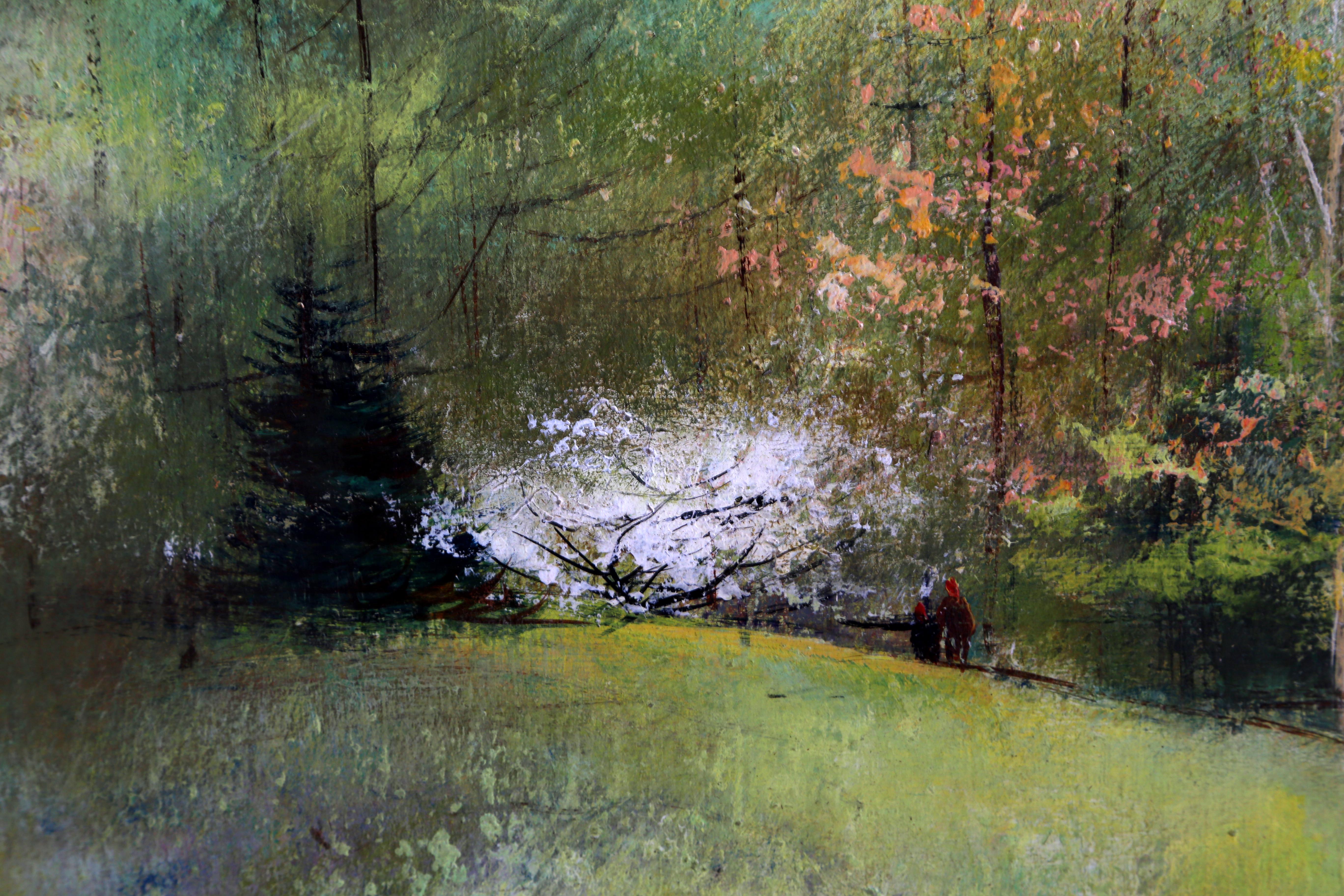 Frühlingswald:: Gouache-Landschaftsmalerei – Painting von Joseph Barber