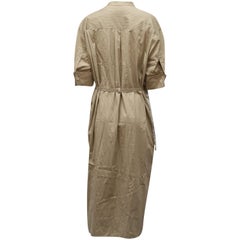 Joseph Barker Pinstripe Midi Shirt Dress in Beige Cotton