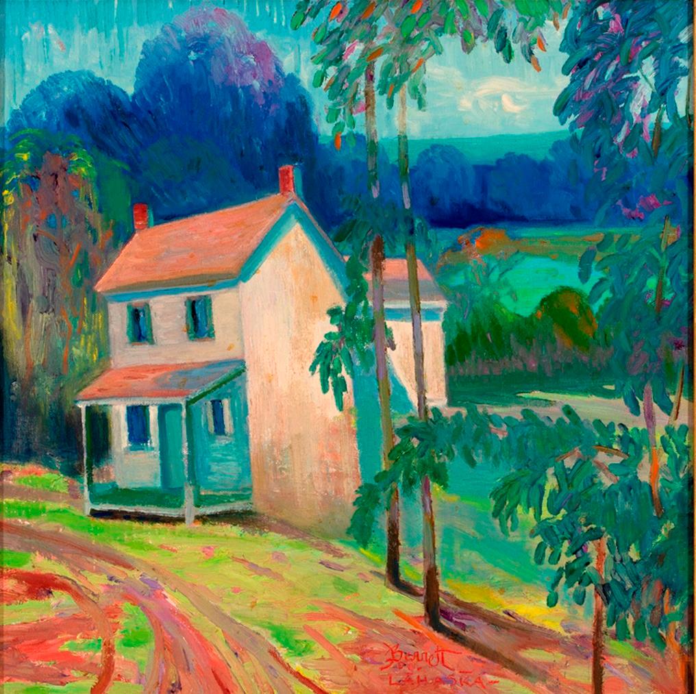 « Aandoned Farm House » (Hôte de ferme agrandie) - Painting de Joseph Barrett