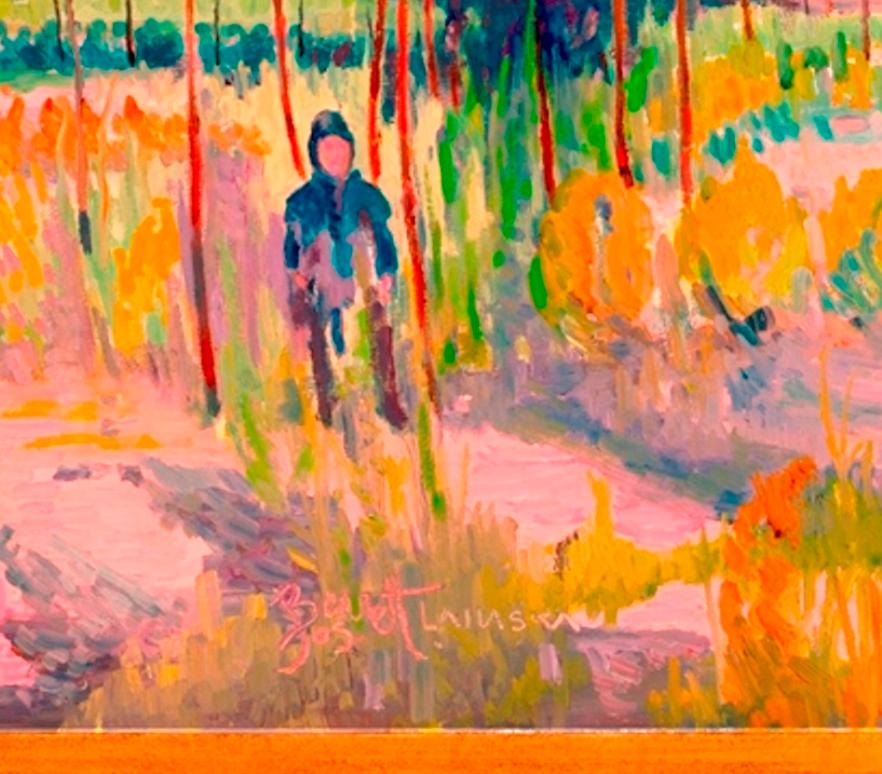 « Admiring the Crops » - Impressionnisme américain Painting par Joseph Barrett
