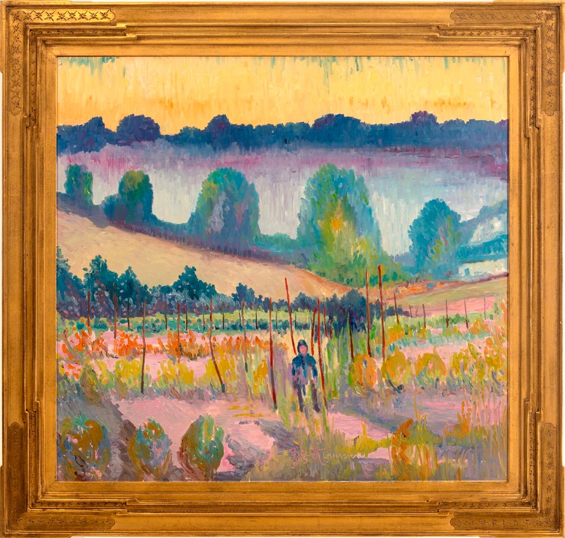 Joseph Barrett Landscape Painting - "Admiring the Crops"