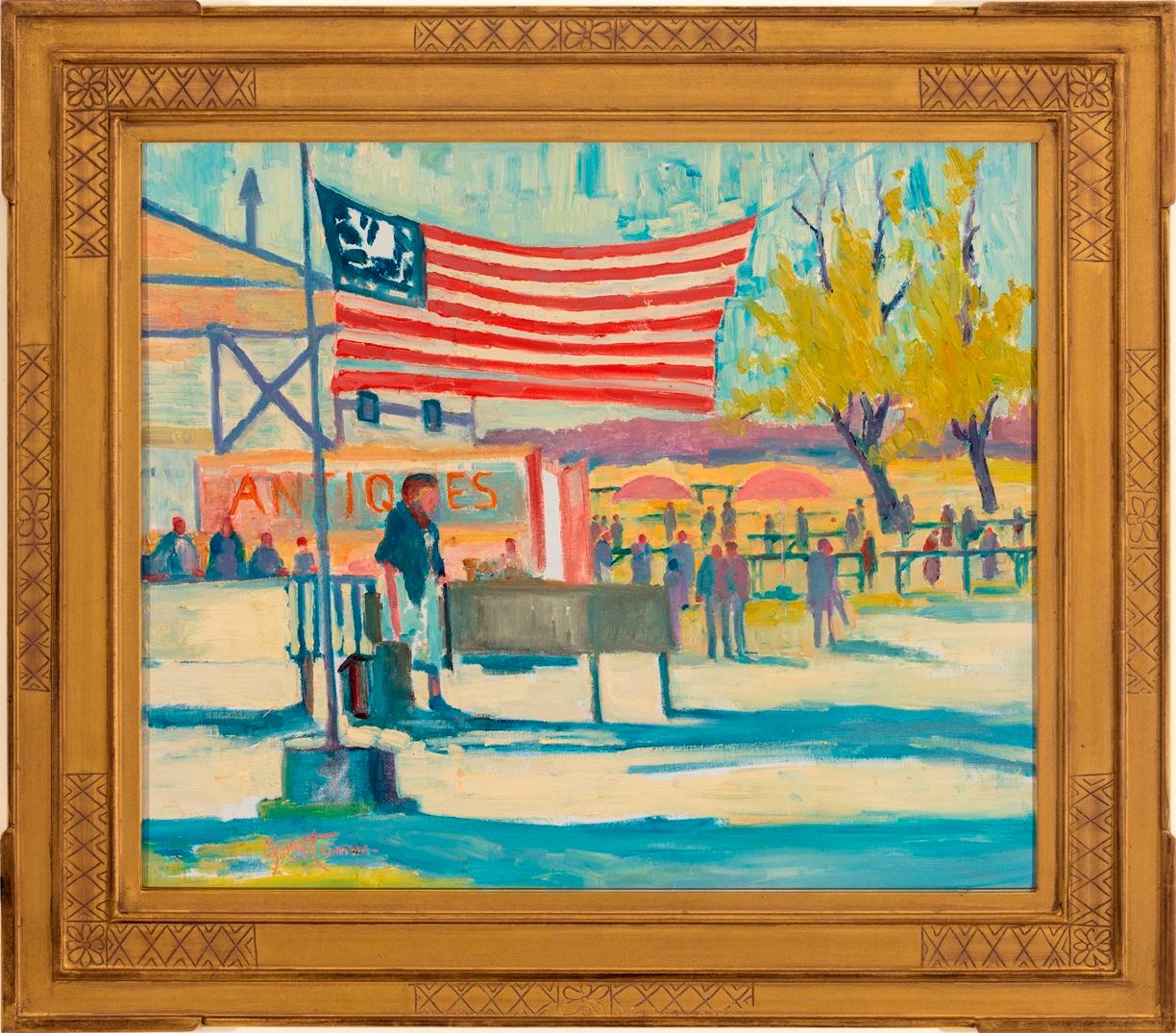 Landscape Painting di Joseph Barrett - "Mercatino dell'antiquariato, Lahaska"