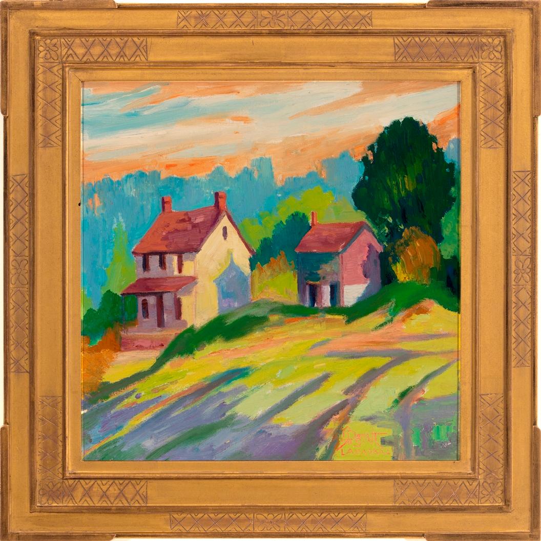 Joseph Barrett Landscape Painting - "Farm House, Solebury"