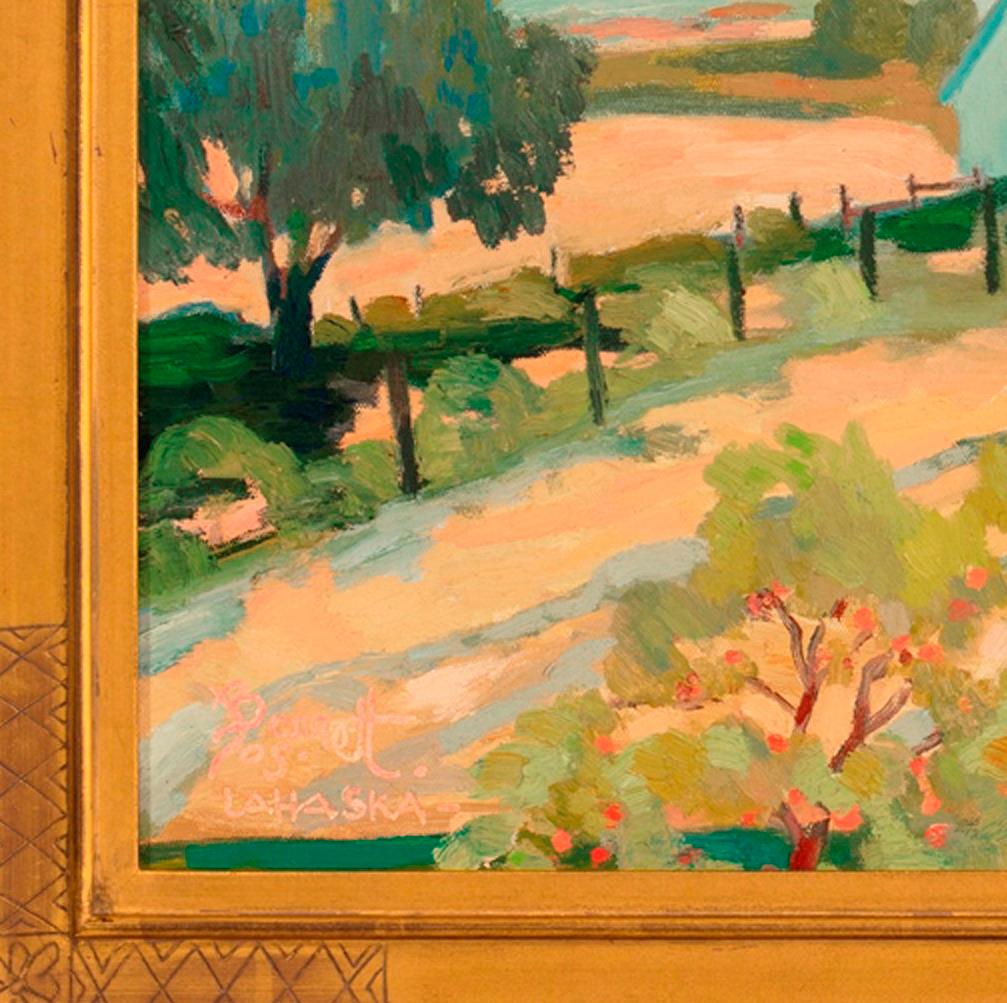 « Forest Grove Farm » (fabrication de Forest Grove) - Impressionnisme américain Painting par Joseph Barrett