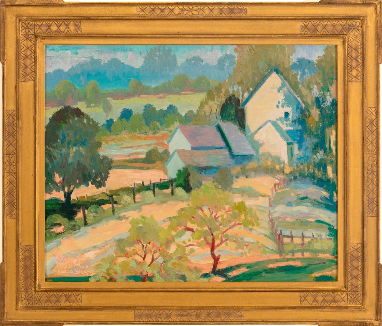 Landscape Painting Joseph Barrett - « Forest Grove Farm » (fabrication de Forest Grove)