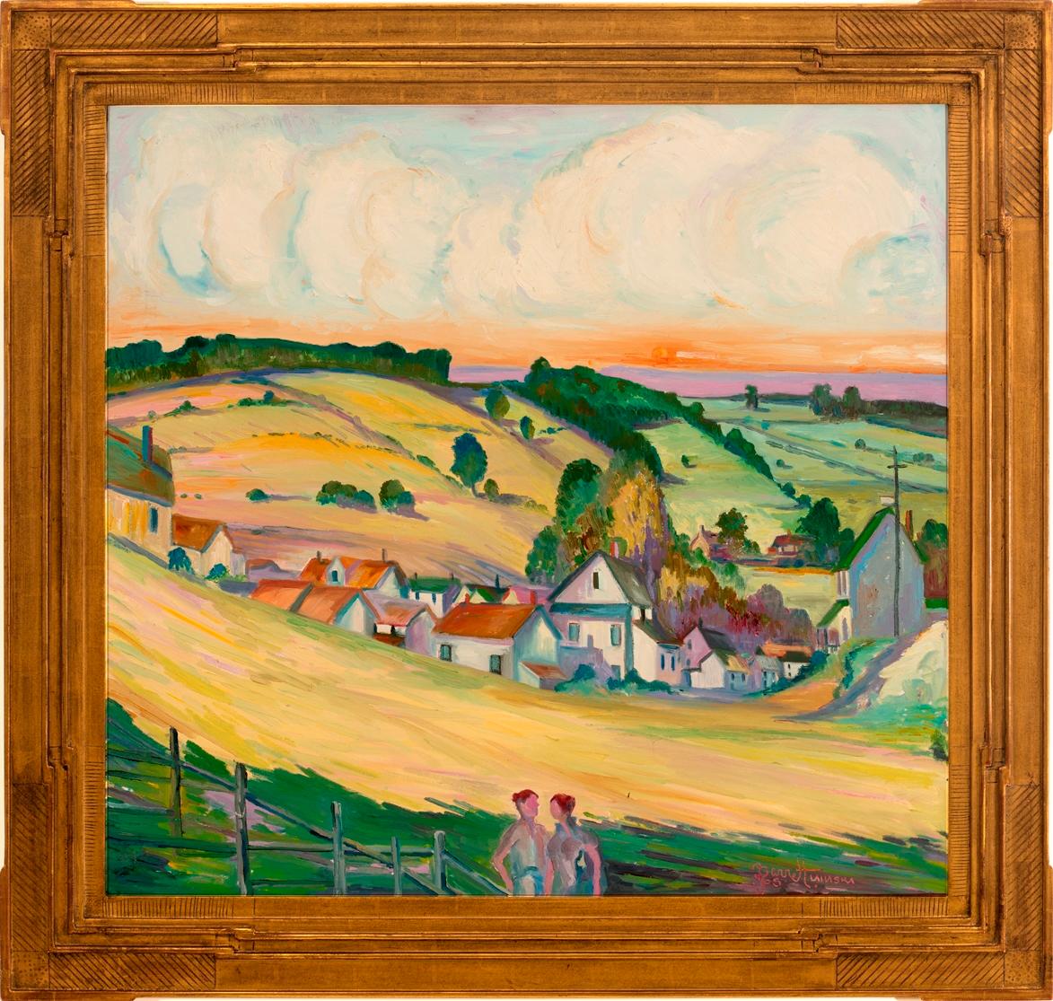 Landscape Painting di Joseph Barrett - "Gossip locale"