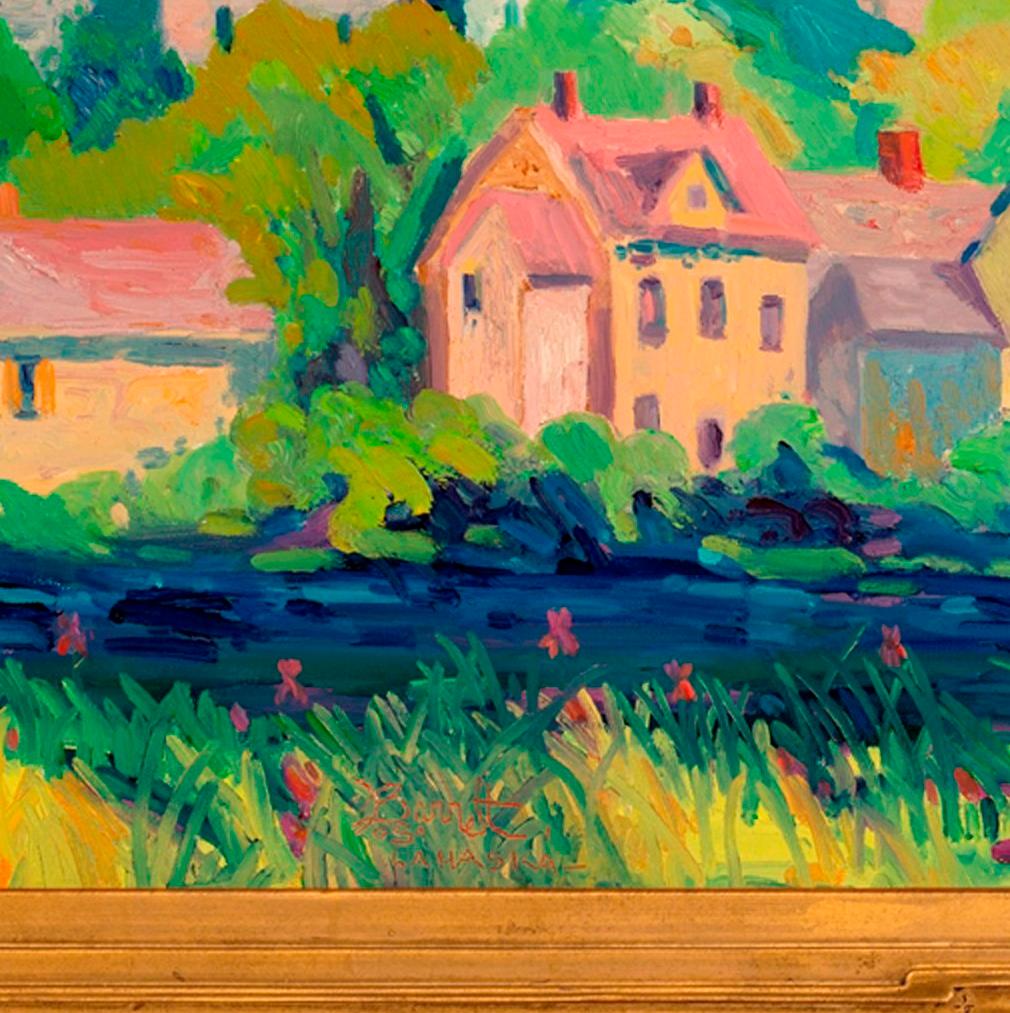 « New Houses Warwick » - Impressionnisme américain Painting par Joseph Barrett