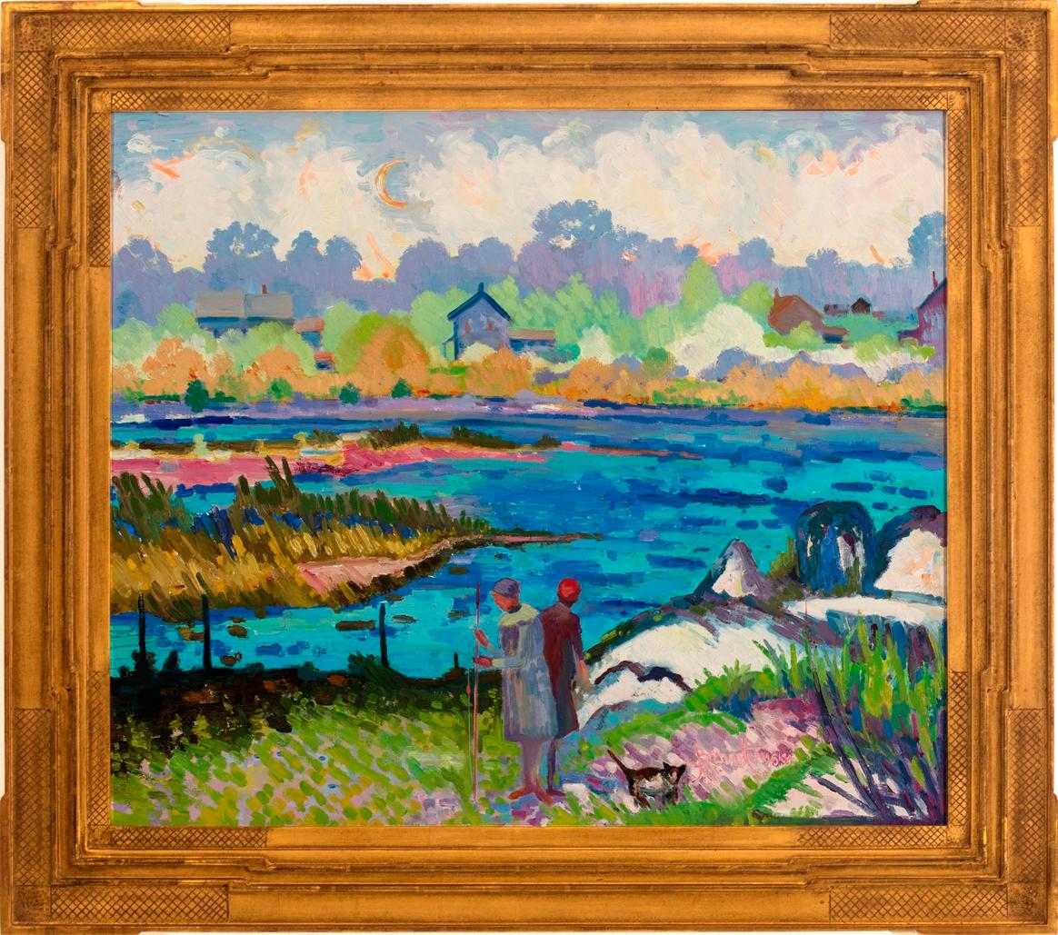 Joseph Barrett Landscape Painting - "River Above New Hope"