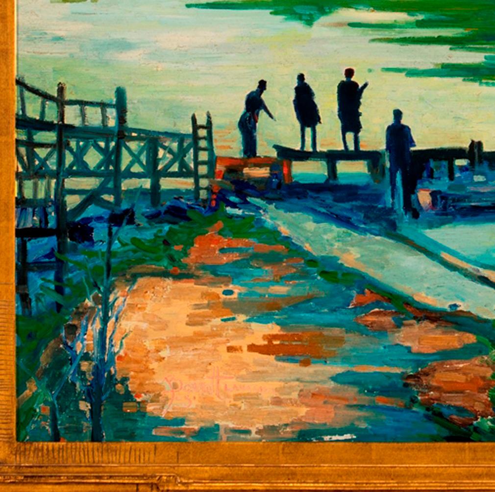 „Shad Fishing on the Delaware“ (Amerikanischer Impressionismus), Painting, von Joseph Barrett