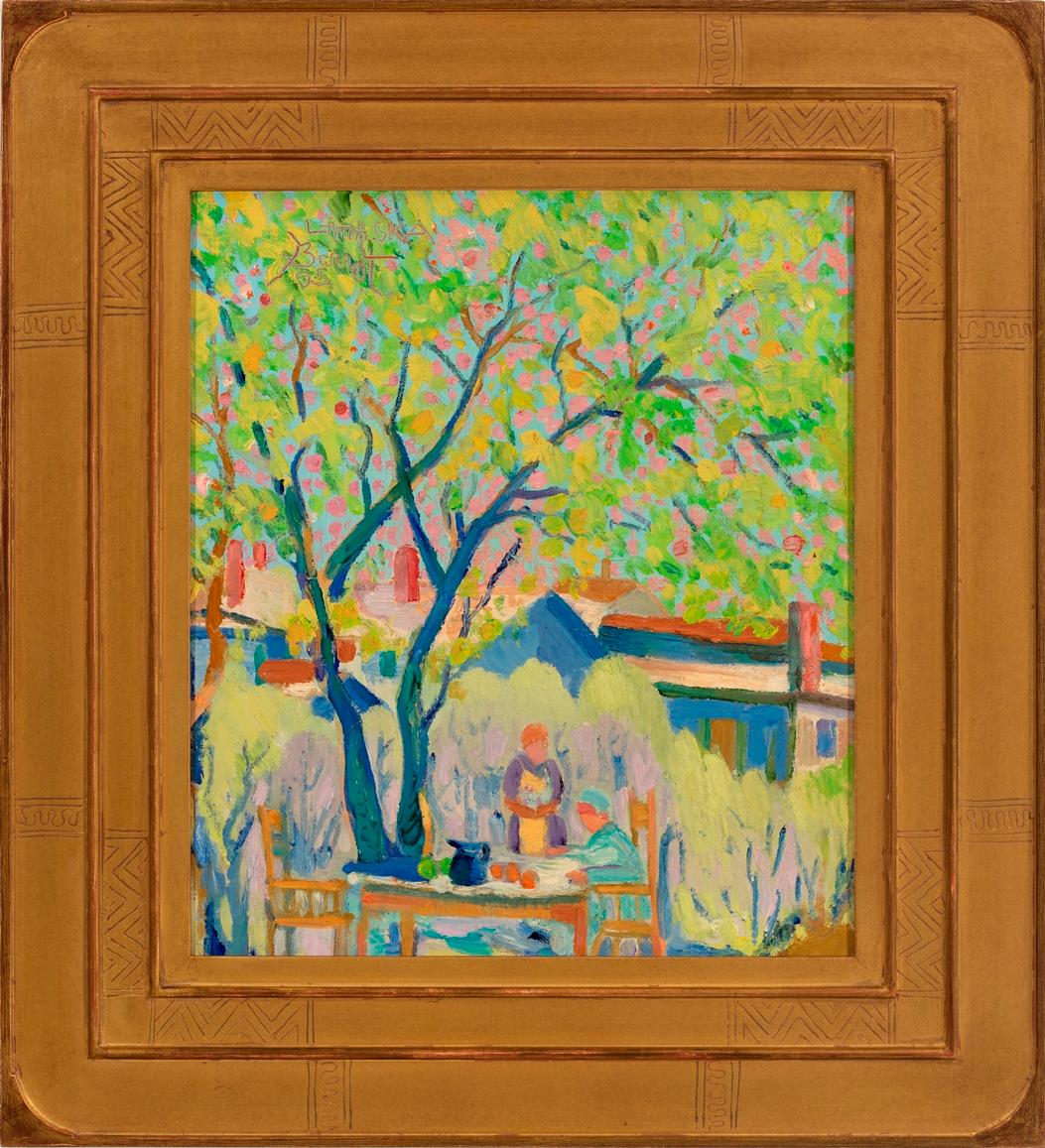 Landscape Painting Joseph Barrett - « Under Blossoming Tree, Lahaska » (arbre en fleurs)