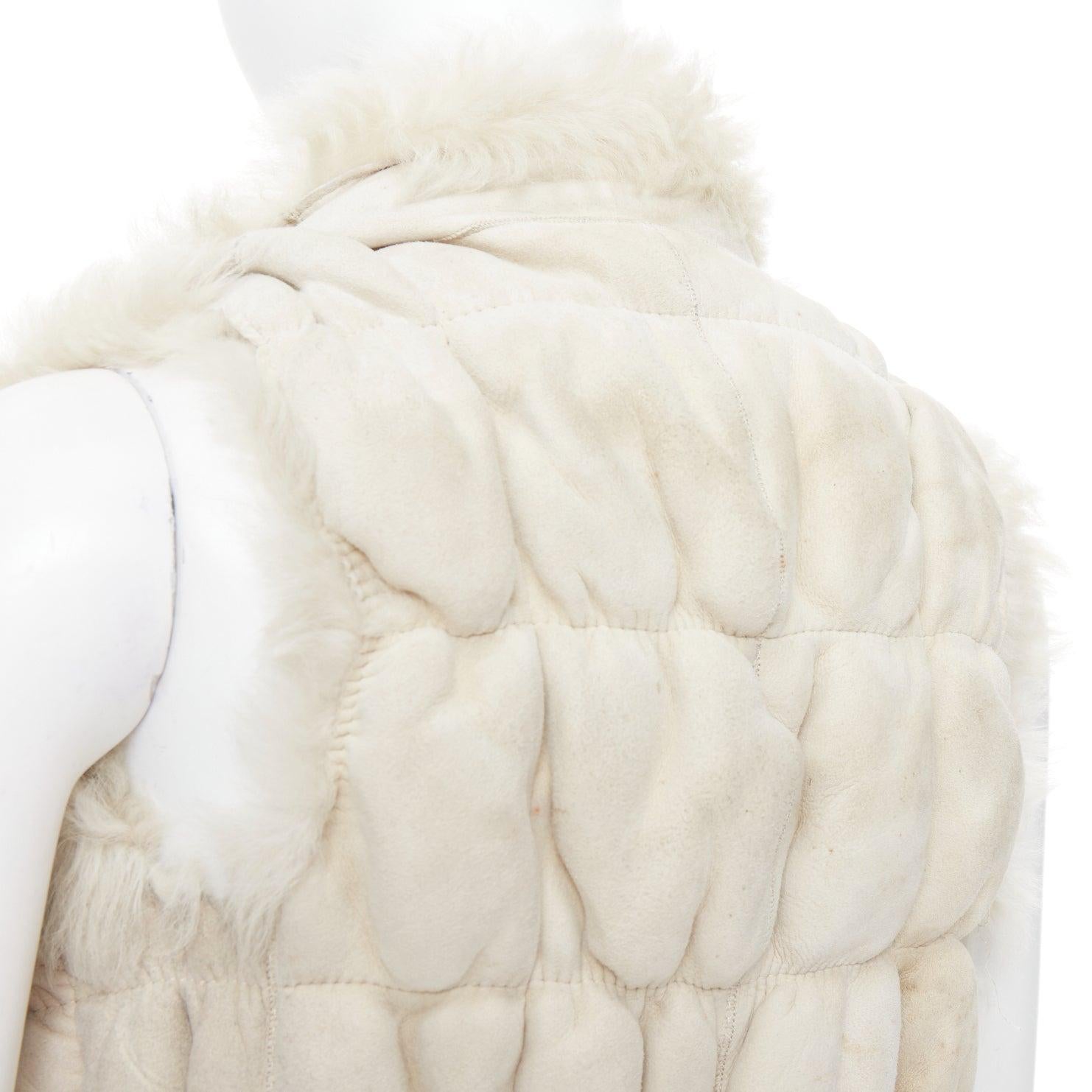 JOSEPH beige lambskin leather fur elastic stitching bolero vest FR36 S For Sale 2