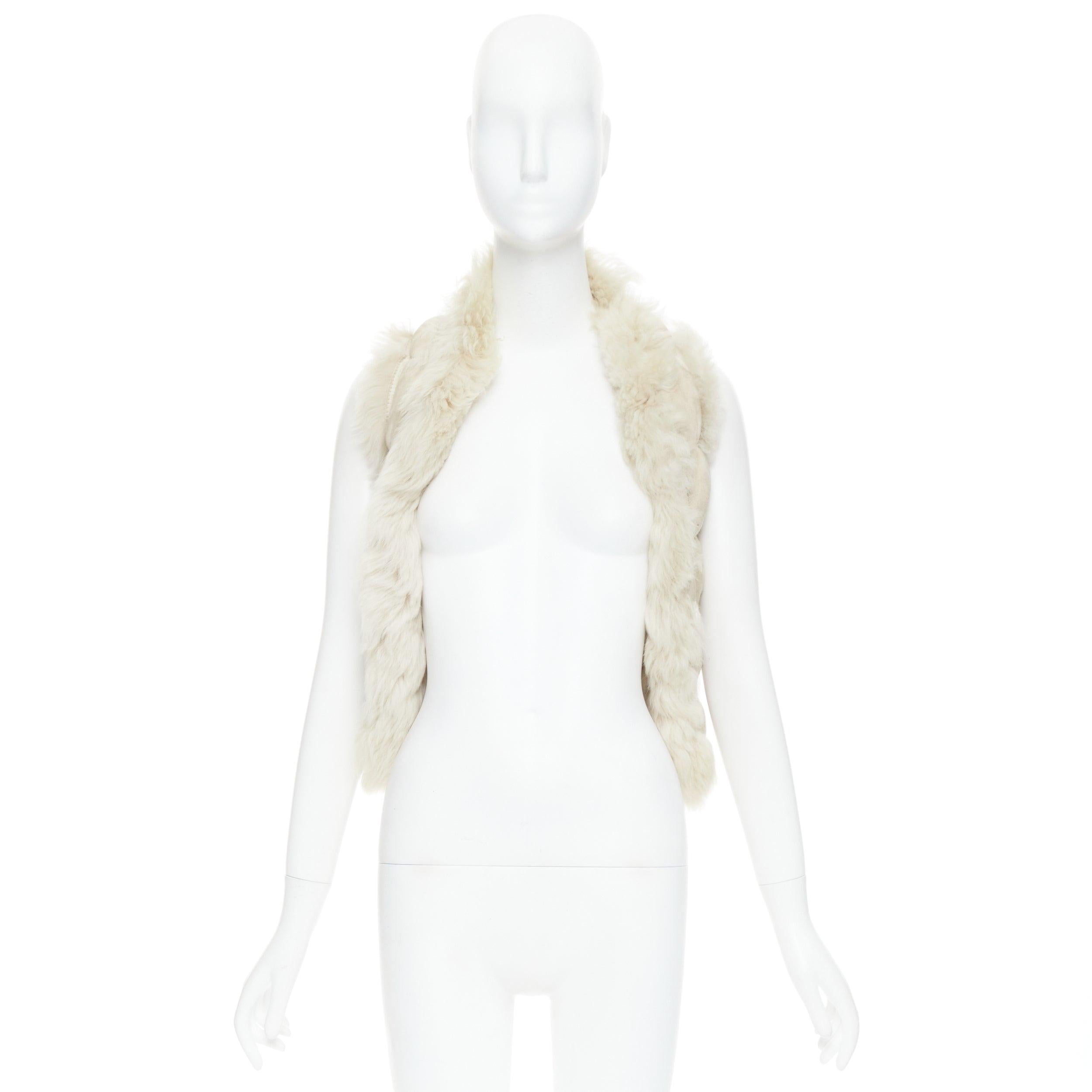 JOSEPH beige lambskin leather fur elastic stitching bolero vest FR36 S For Sale 4