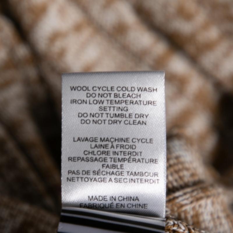Joseph Beige gemusterter gerippter langärmeliger Polopullover aus Strick L im Angebot 1