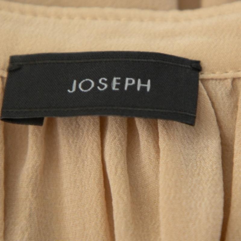 Women's Joseph Beige Silk Oriental Neckline Everett Top M For Sale