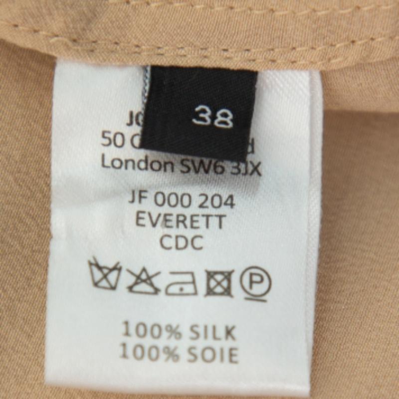 Joseph Beige Silk Oriental Neckline Everett Top M For Sale 1