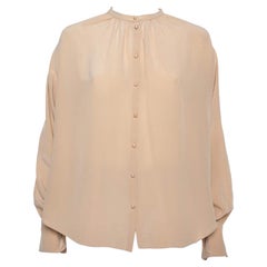 Joseph Beige Silk Oriental Neckline Everett Top M