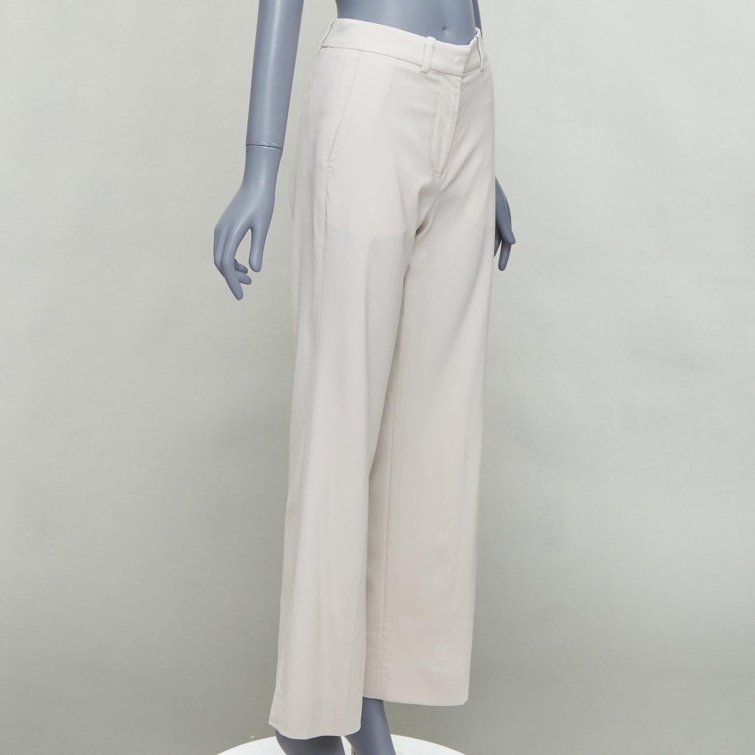 Beige JOSEPH beige virgin wool blend classic wide leg pants FR34 XS For Sale
