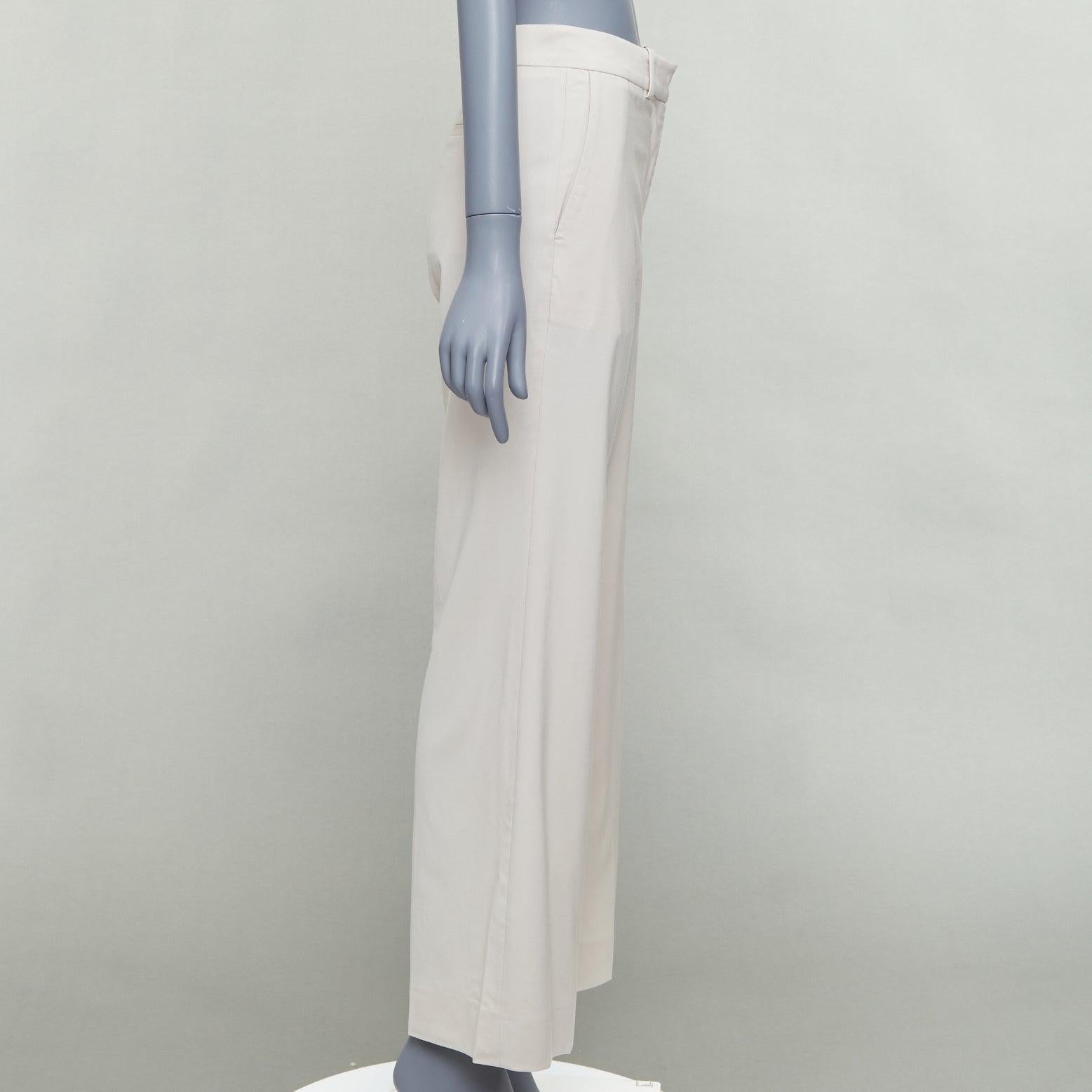 JOSEPH beige virgin wool blend classic wide leg pants FR34 XS In Excellent Condition For Sale In Hong Kong, NT