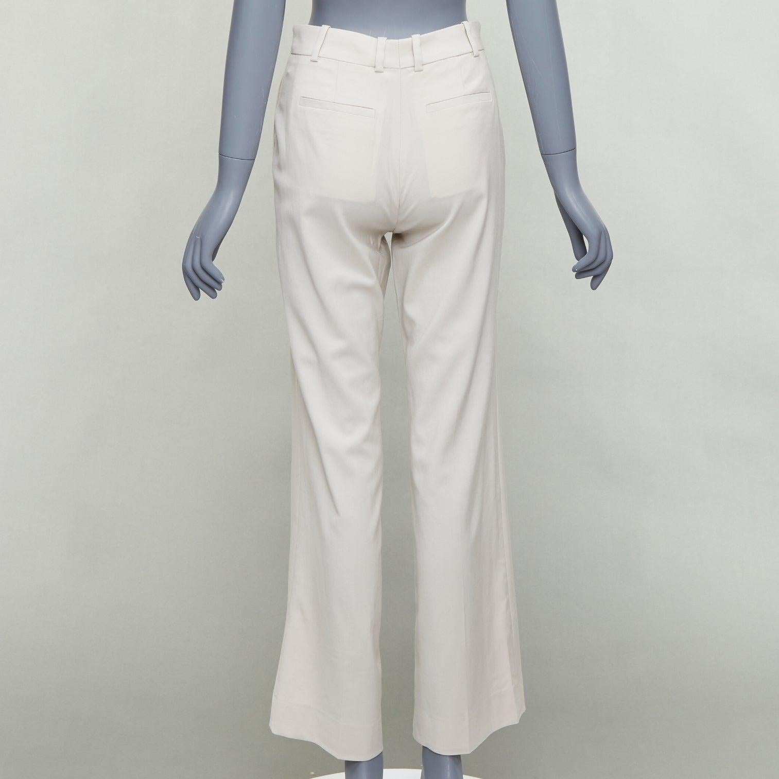 Women's JOSEPH beige virgin wool blend classic wide leg pants FR34 XS For Sale