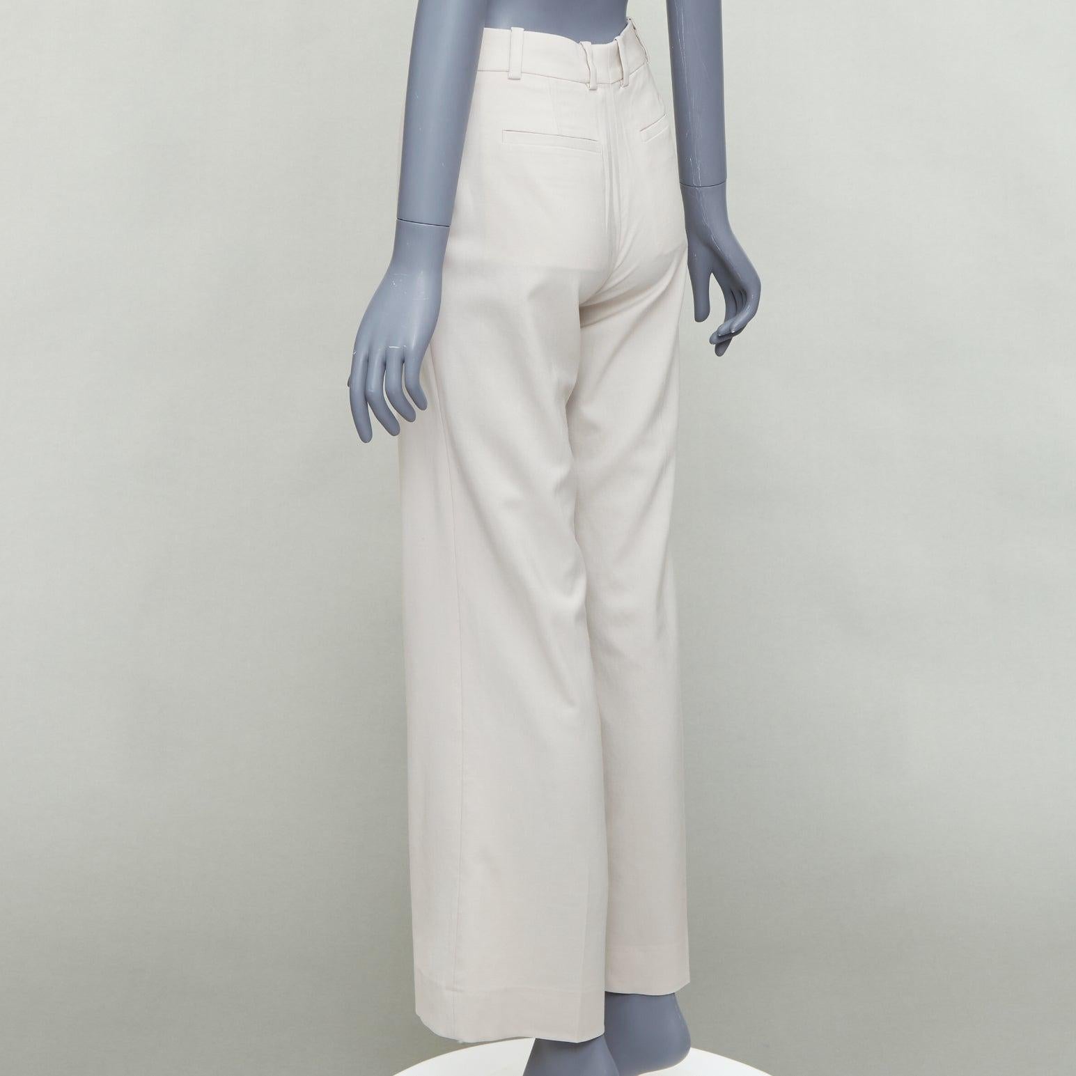 JOSEPH beige virgin wool blend classic wide leg pants FR34 XS For Sale 1