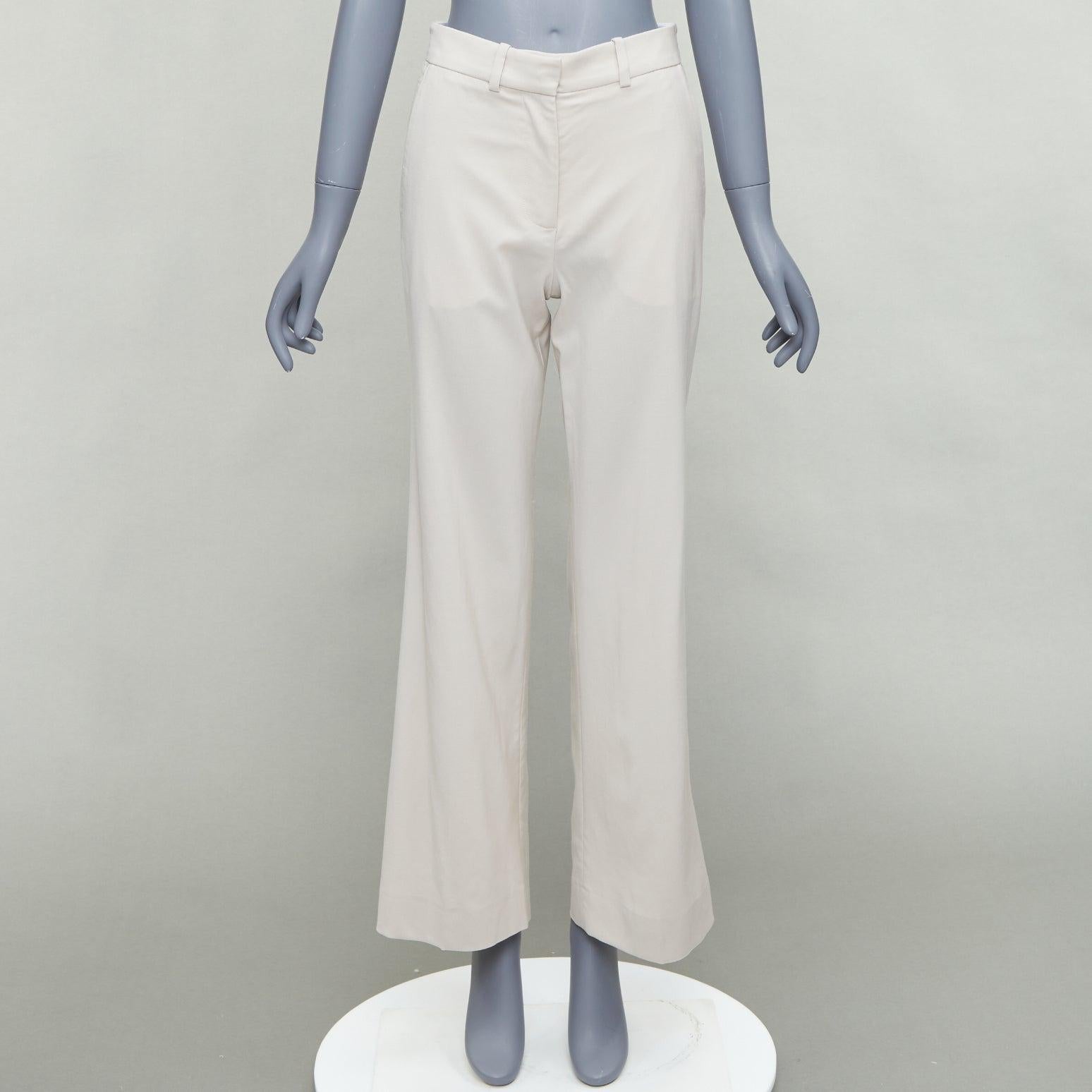 JOSEPH beige virgin wool blend classic wide leg pants FR34 XS For Sale 4