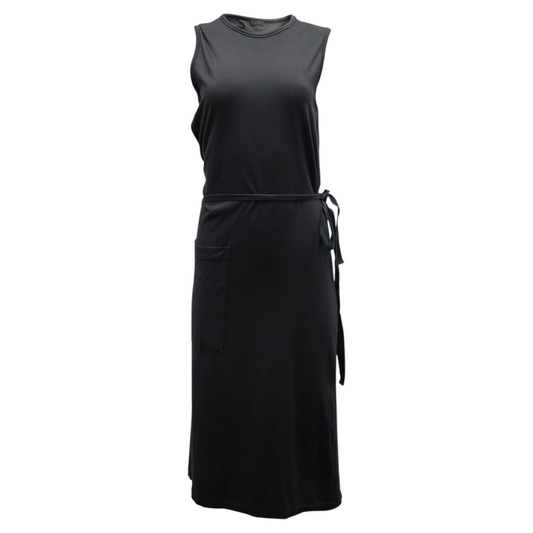 Pre-owned Joseph Belted Midi Dress In Dark Grey Cotton In Gray