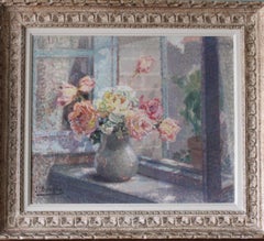 Vintage still life oil painting by