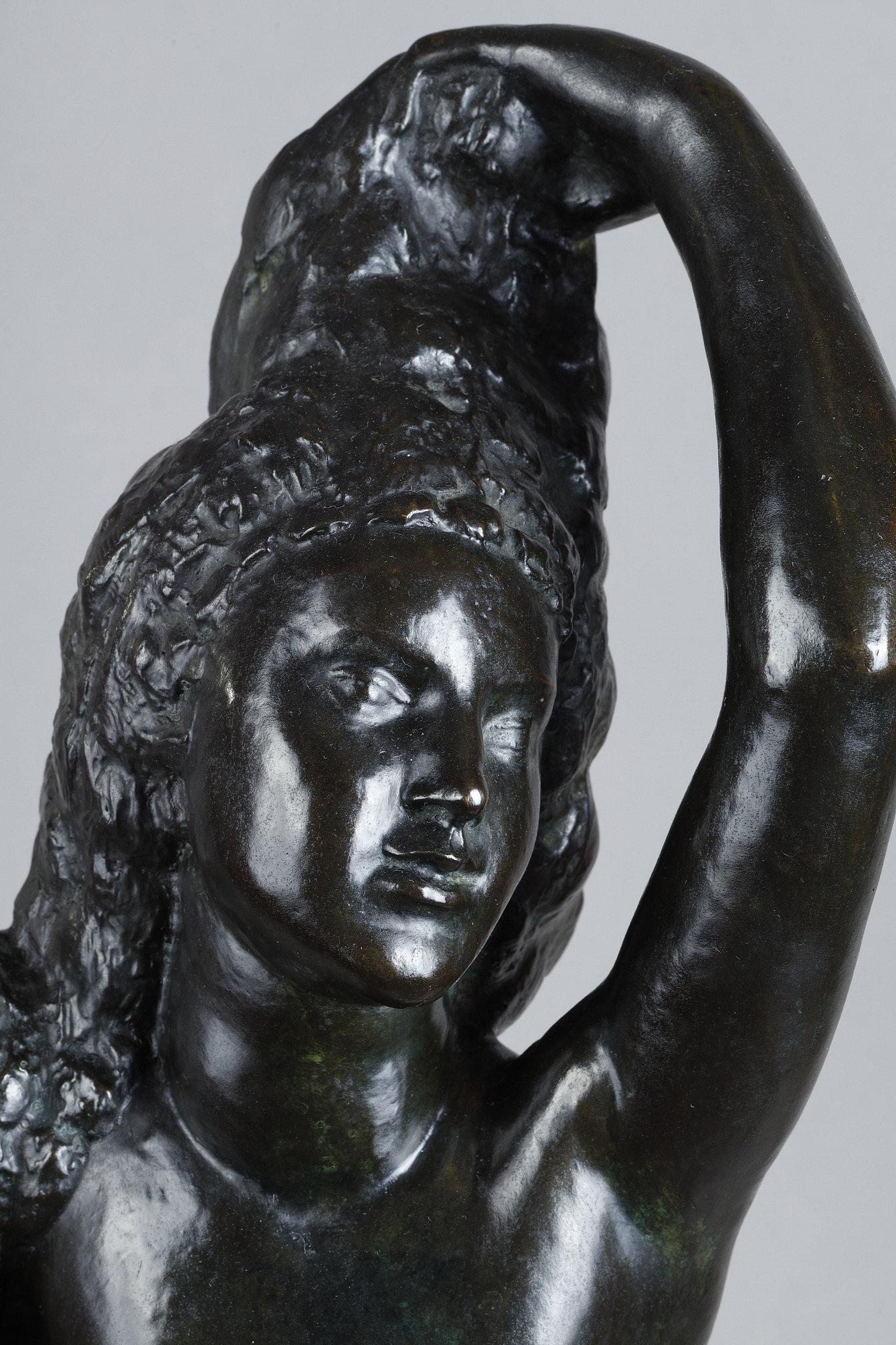 Young girl sitting at her toilet - Art Deco Sculpture by Joseph Bernard
