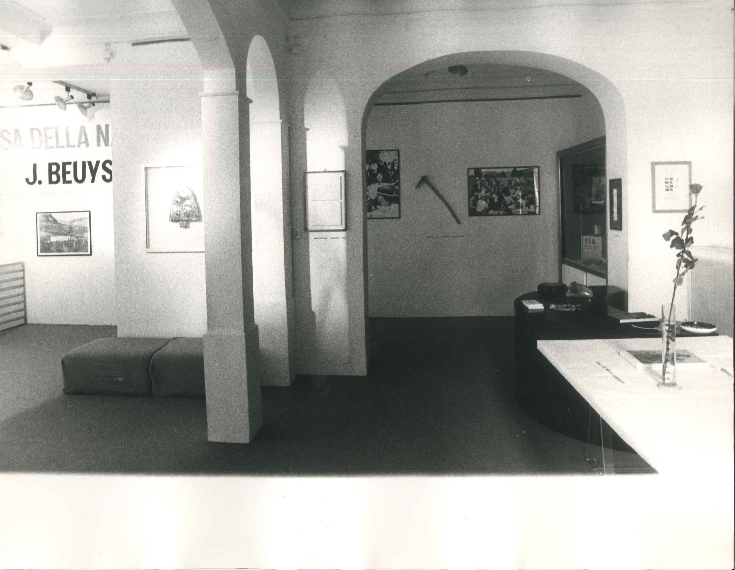 Defence of Nature is an original b/w photograph representing the indoor of the Marino Gallery (in Mignanelli Square, Rome) where Joseph Beuys' exhibition was held. This photo was very likely realized after 1984, with no doubt by Buby Durini, as the