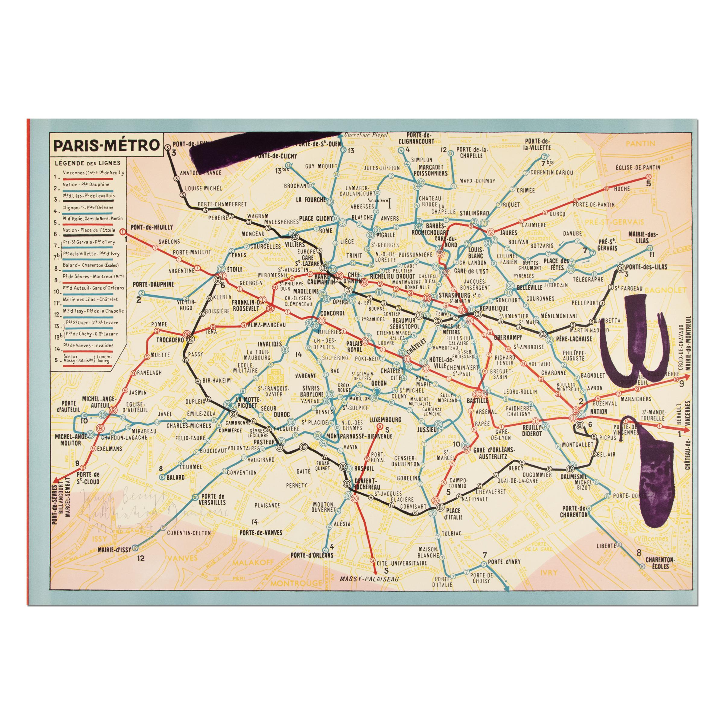 Joseph Beuys (tedesco, 1921-1986)
Iniziazione Gauloise, 1976
Mezzo: Litografia a colori su cartoncino
Dimensioni: 55,3 x 75,7 cm (21 3/4 x 29 13/16 in)
Edizione di 185 + 15 A.P. non numerate: firmate a mano e titolate a matita (A.P.)
Catalogo