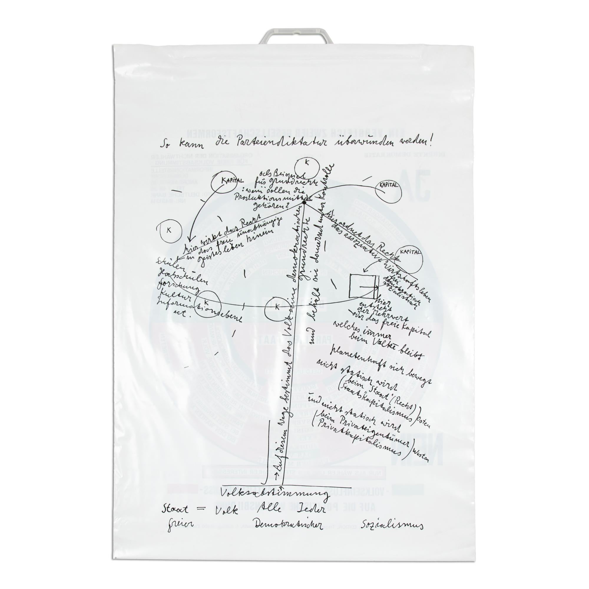 Joseph Beuys, Parteiendiktatur – signierte Einkaufstasche, 1971, Fluxus im Angebot 3