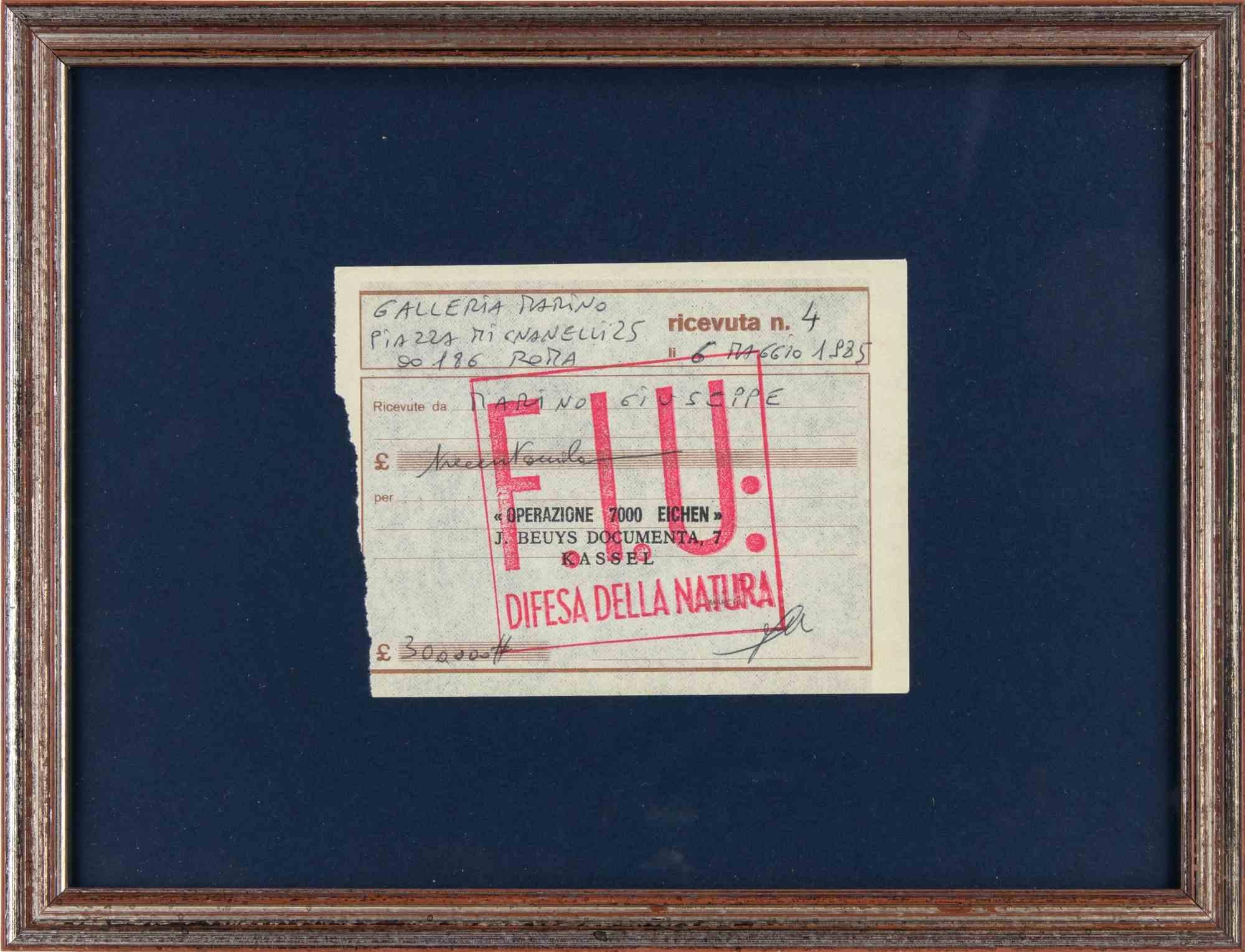 Operazione 7000 Eichen - Reçu original de Joseph Beuys- 1985 en vente 1