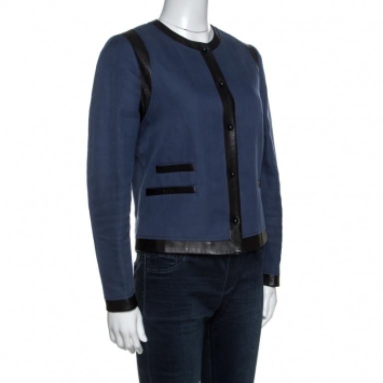 Joseph Giacca in cotone bicolore con rifiniture in pelle M. I. in vendita 2