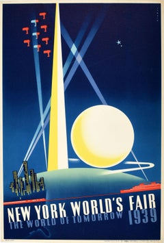 Original Vintage Advertising Poster New York World's Fair 1939 World Of Tomorrow