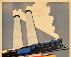 Original Vintage Poster Essential To Industry Defense Rail Trains Tanks Factory