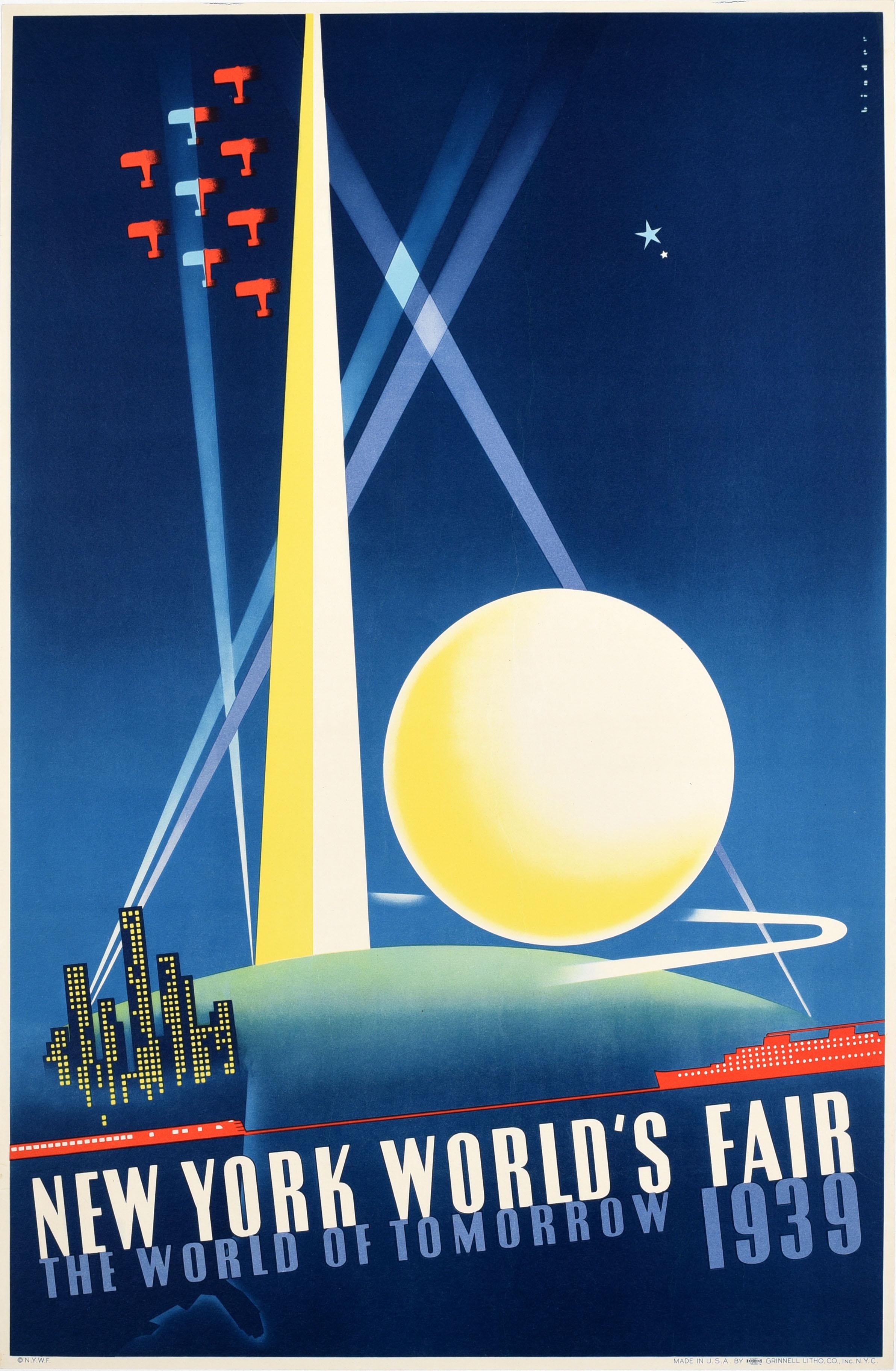 Joseph Binder Print - Original Vintage Poster New York World's Fair 1939 World Of Tomorrow Modernism