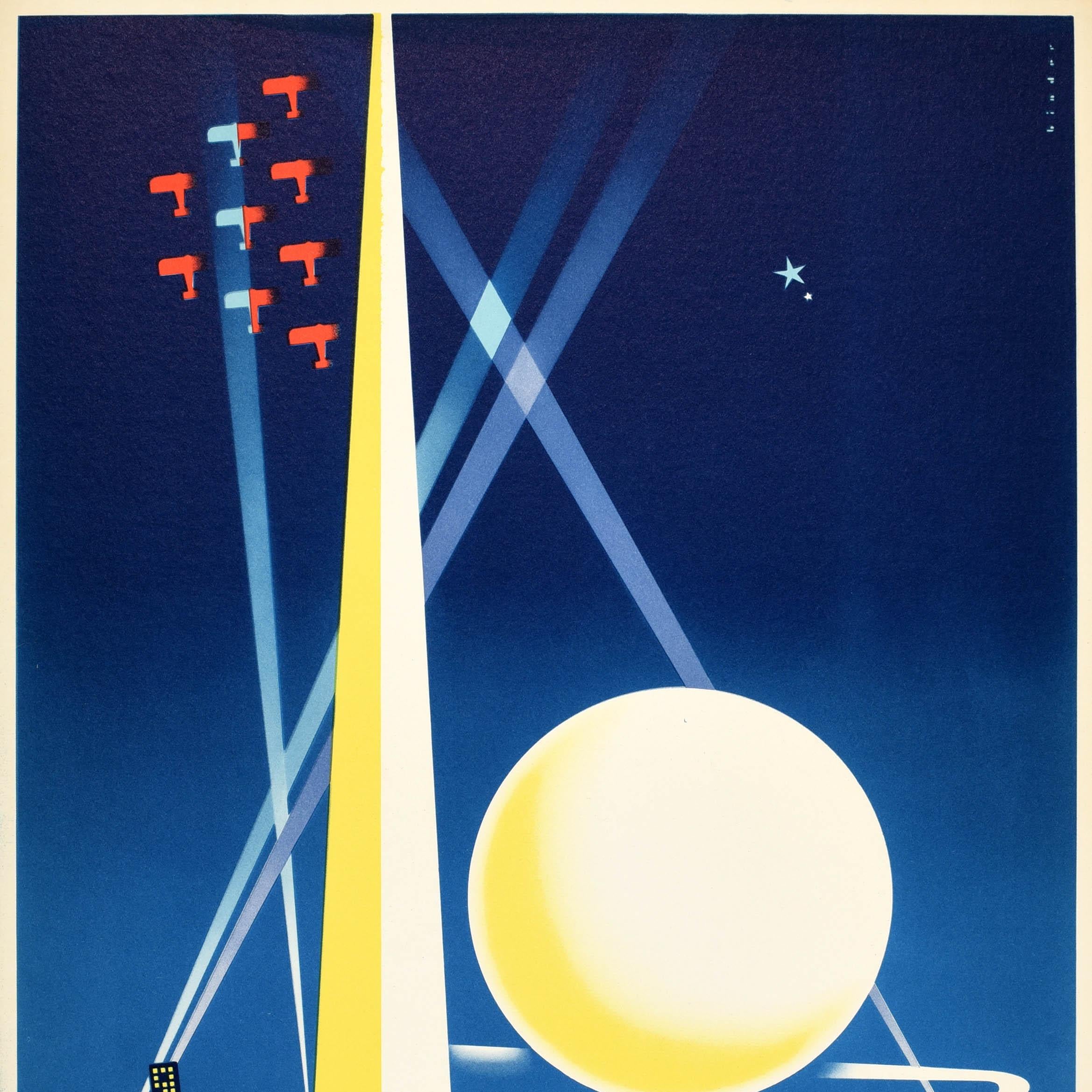 Original-Vintage-Reise-Werbeplakat, New Yorker Weltausstellung Binder, Art déco (Violett), Print, von Joseph Binder