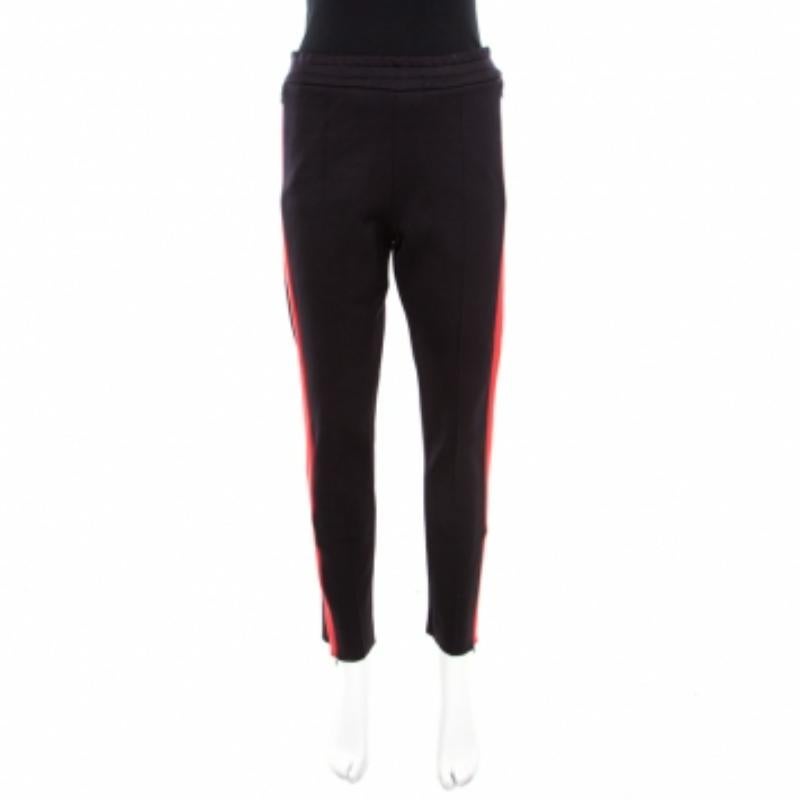 Joseph Black Contrast Side Panel Detail Jug Scuba Jersey Pants M en vente