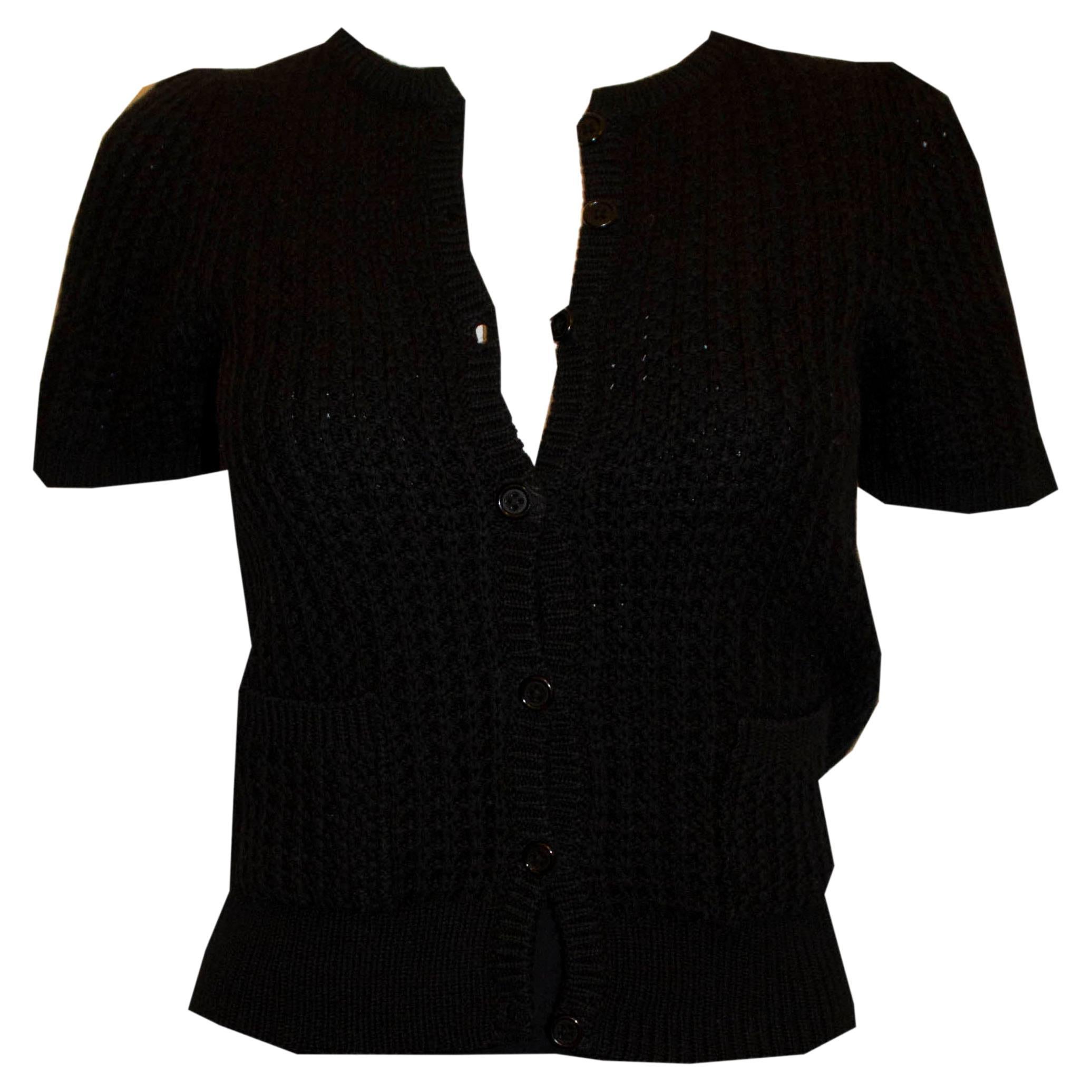 Joseph Black  Cotton/ Wool Knit Cardigan For Sale