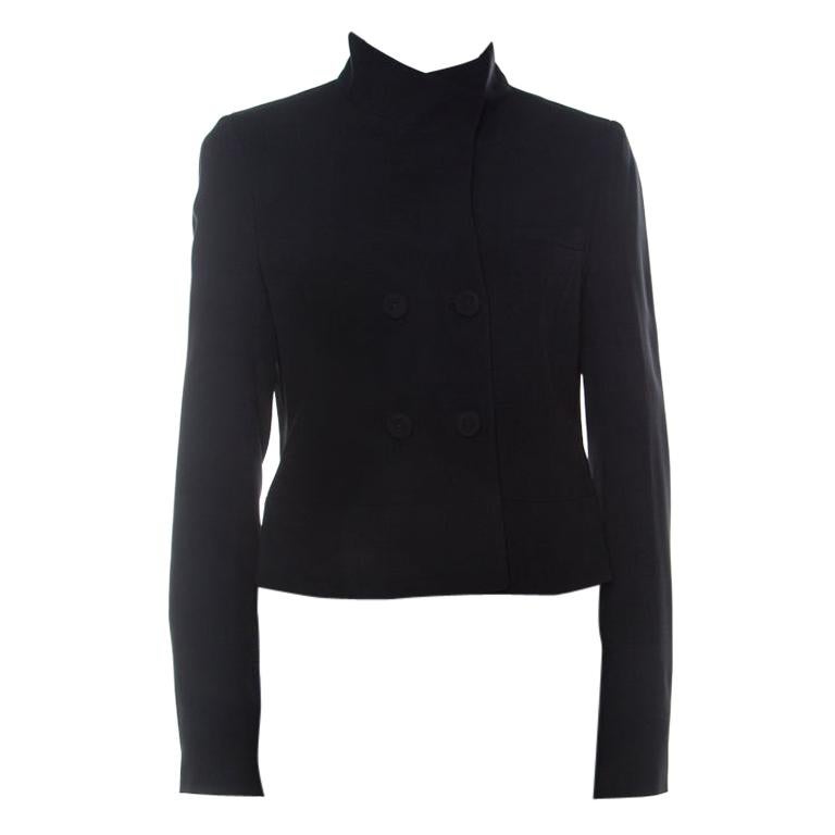 Joseph Black Crepe Double Breasted Cropped Jacket M