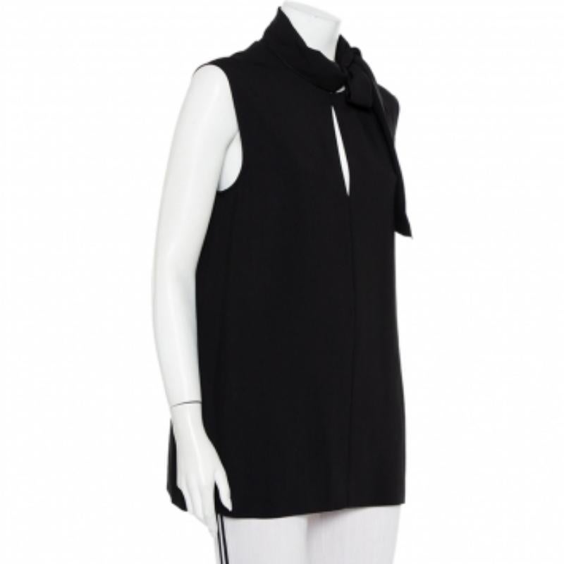 Joseph Black Crepe Neck Tie Detail Sleeveless Noon Top L For Sale 2