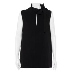 Joseph Black Crepe Neck Tie Detail Sleeveless Noon Top L