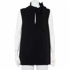 Joseph Black Crepe Neck Tie Detail Sleeveless Noon Top L